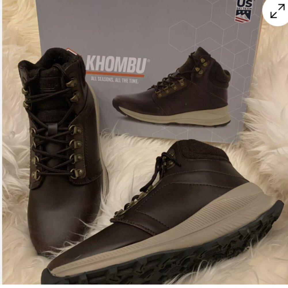 Khombu Men Leather Outdoor Hiker Boots  Memory Foam Waterproof Lightweight - Picture 3 of 7